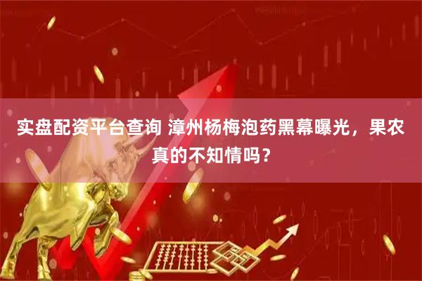 实盘配资平台查询 漳州杨梅泡药黑幕曝光，果农真的不知情吗？