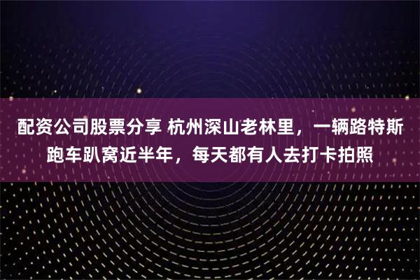 配资公司股票分享 杭州深山老林里，一辆路特斯跑车趴窝近半年，每天都有人去打卡拍照
